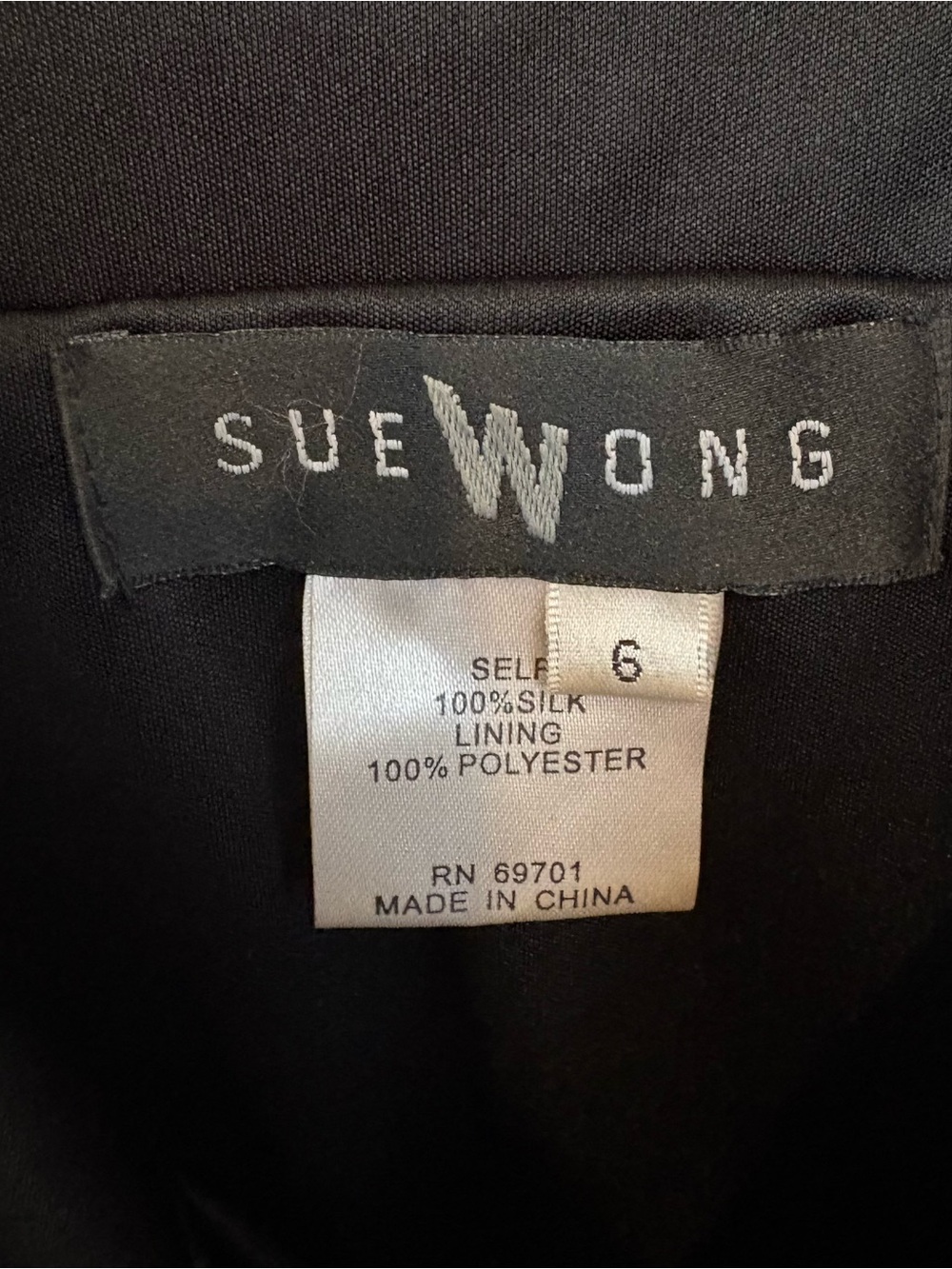 Vintage 90s Sue Wong black silk floral beaded asymmetrical hem dress - Picture 6 of 10